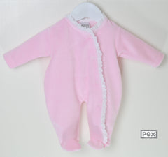Lace Edged Sleepsuit Pink - Daydream Babywear