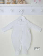 Broderie Lace Collar Sleepsuit White