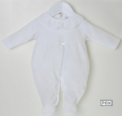Broderie Lace Collar Sleepsuit White