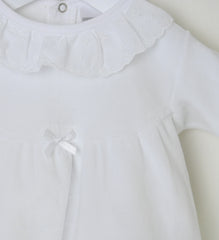Broderie Lace Collar Sleepsuit White