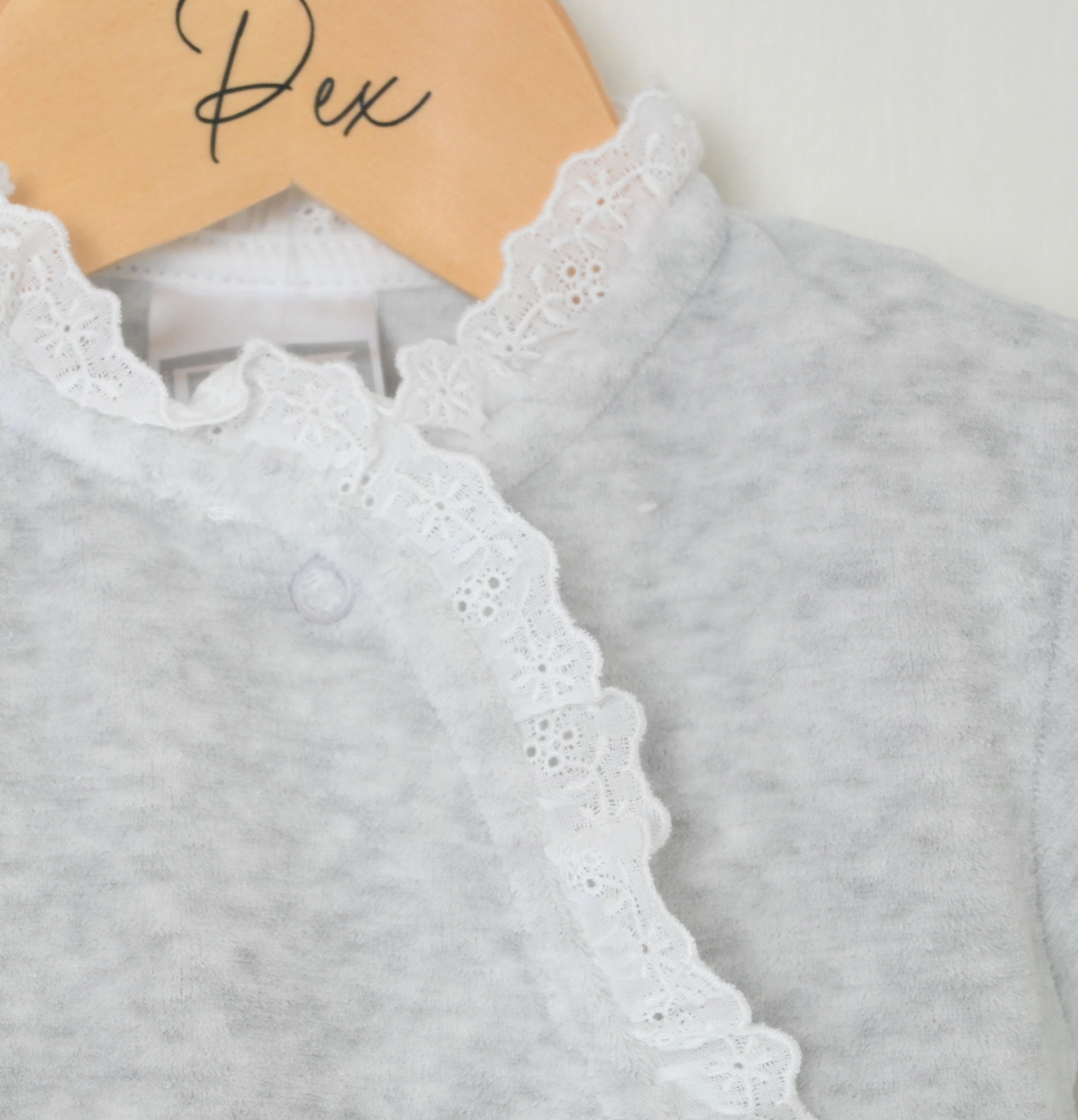 Lace Edged Sleepsuit Grey - Daydream Babywear