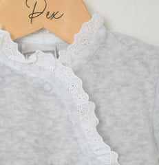 Lace Edged Sleepsuit Grey - Daydream Babywear