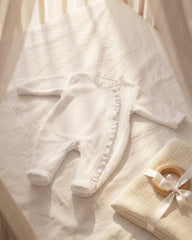 Lace Edged Sleepsuit White