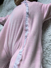 Lace Edged Sleepsuit Pink - Daydream Babywear