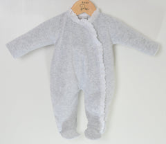 Lace Edged Sleepsuit Grey - Daydream Babywear