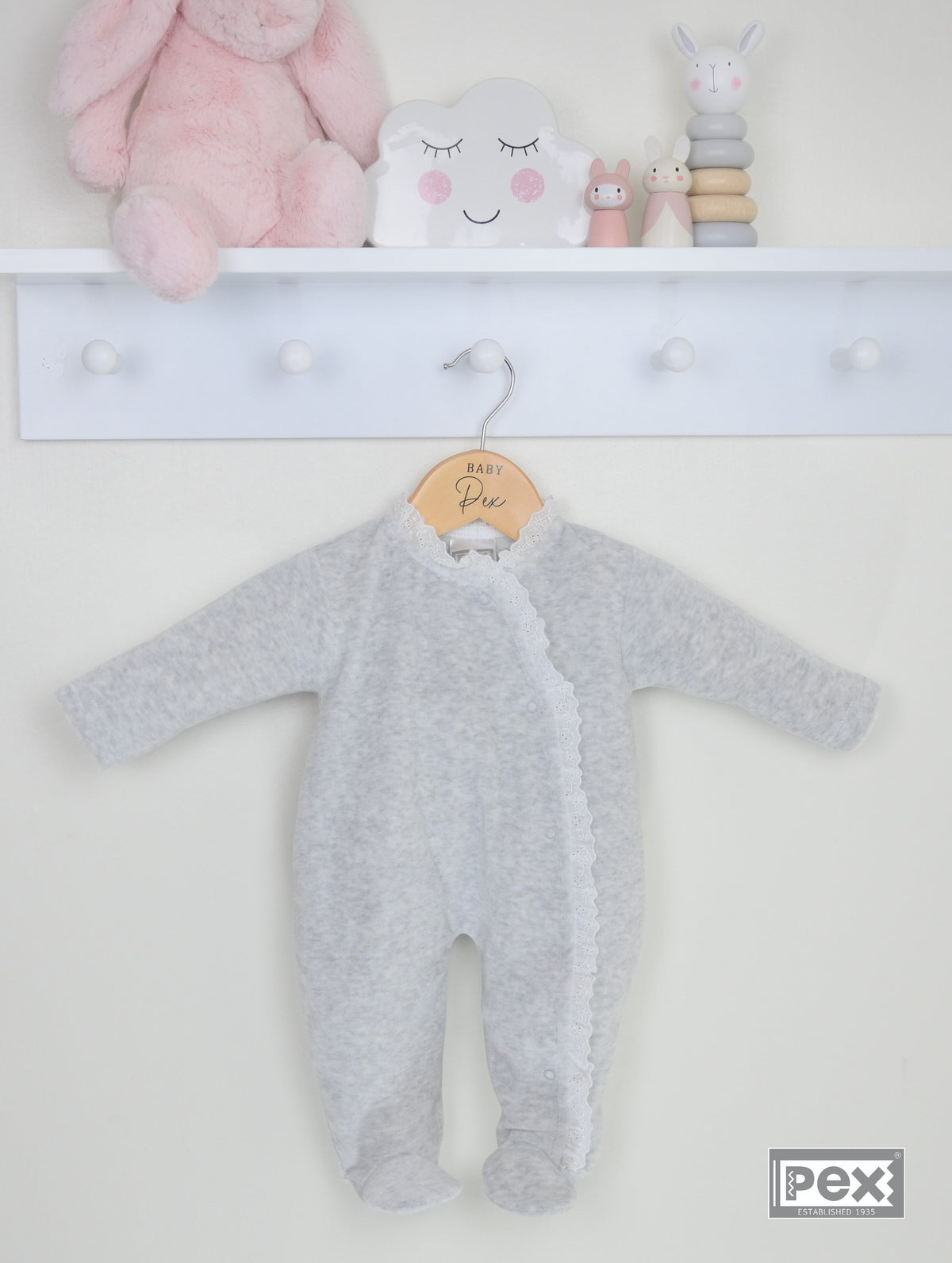 Lace Edged Sleepsuit Grey - Daydream Babywear