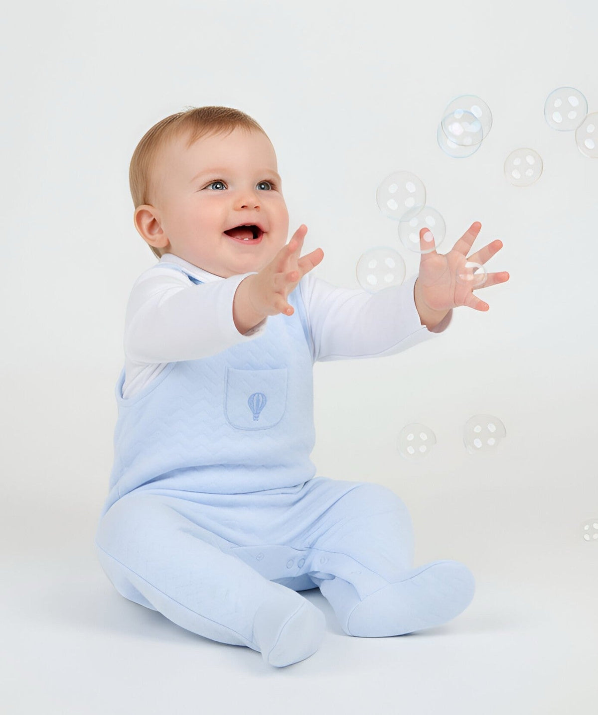 Pascal Dungaree Suit Blue/White