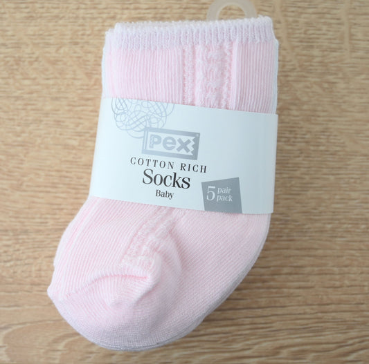 Baby Socks White/Pink 5 Pack
