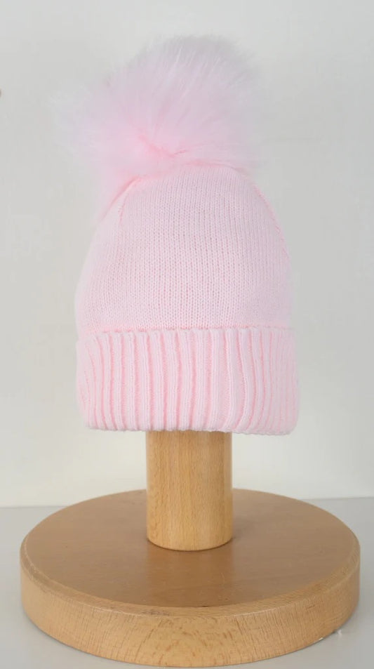 Single Pom Pom Hat Pink