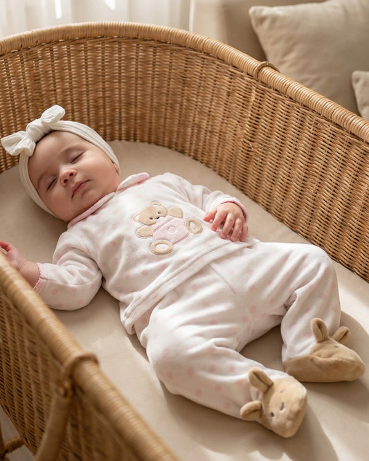 Teddy Spot Baby Pyjamas Pink