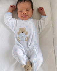 Teddy Spot Baby Sleepsuit Blue