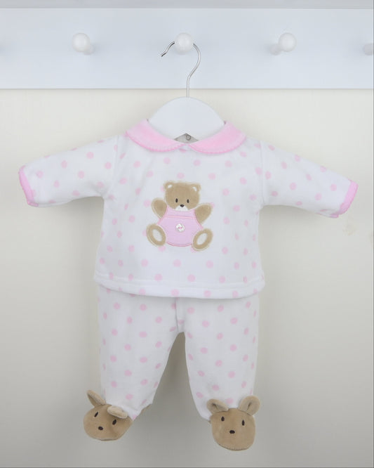 Teddy Spot Pyjamas Pink/White - Daydream Babywear