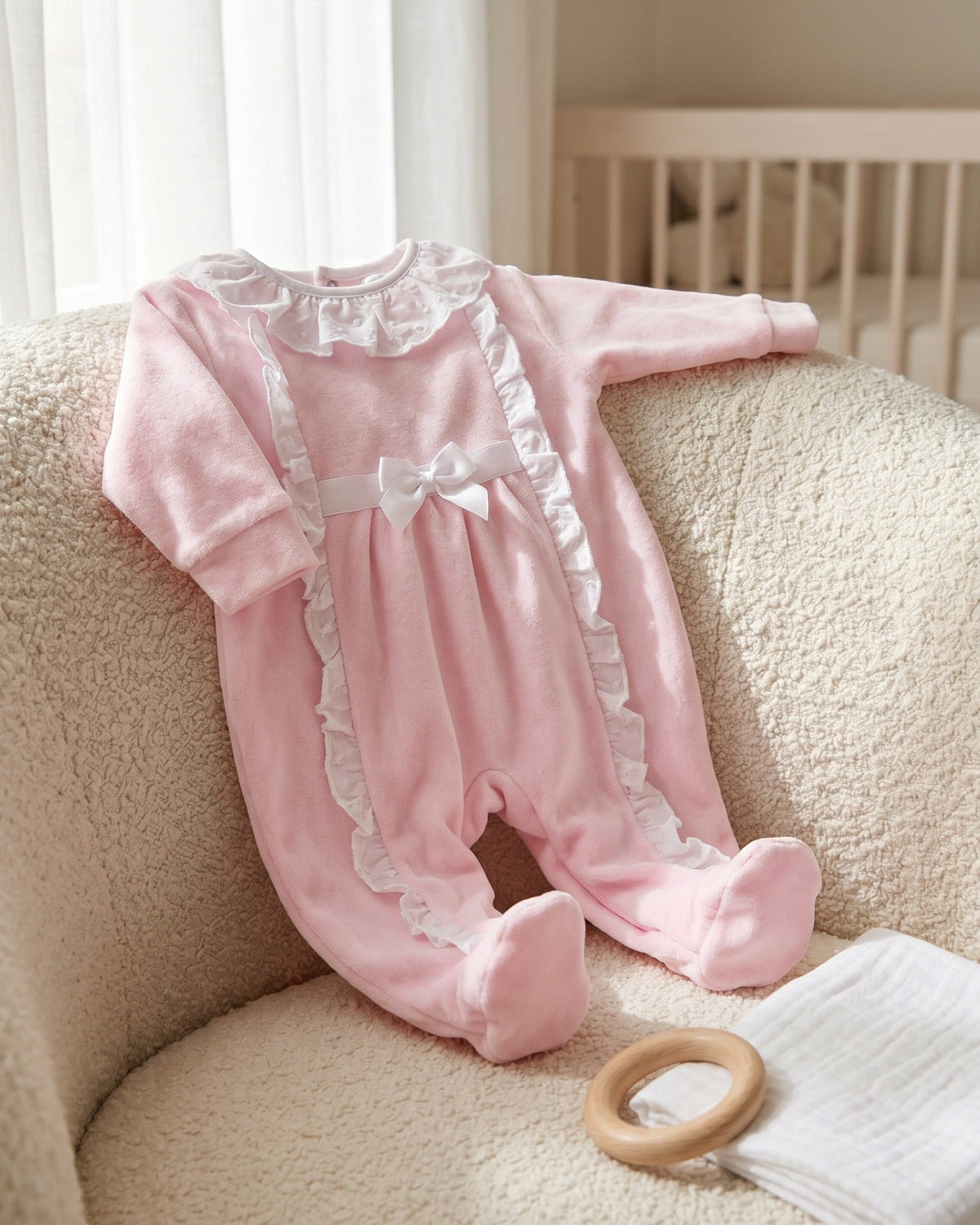 Victoria Baby Sleepsuit Pink