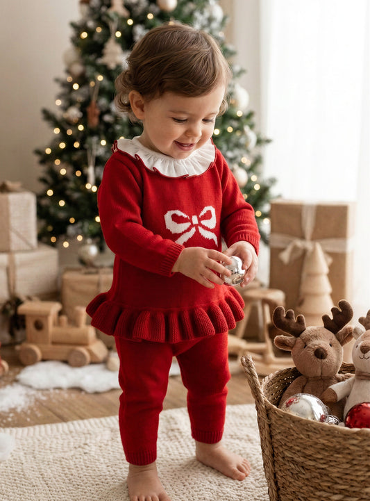 Bow Trouser Suit Red